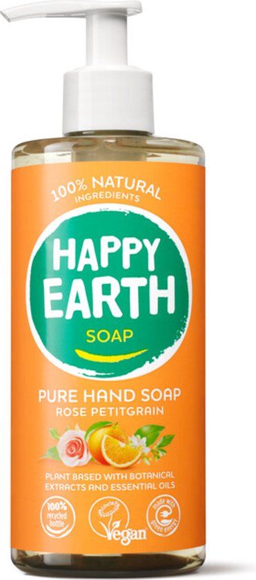 Happy Earth 100% Natuurlijke Handzeep Rose Petitgrain 300 ml