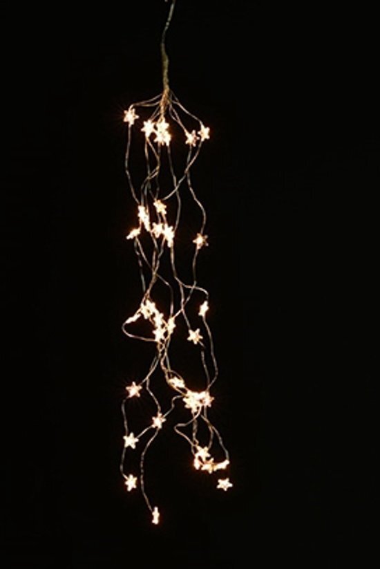 Anna's Collection Cascade lichten sterren zilverdraad - 40 LED lampjes