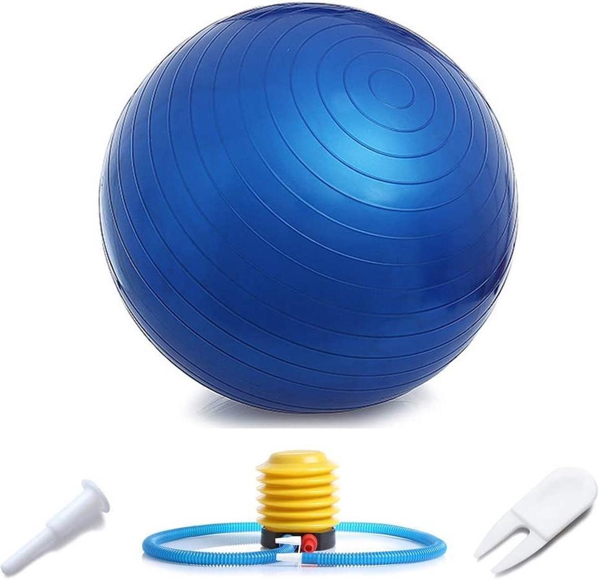 AJ-Sports Fitness bal 65CM - Yoga bal - Pilates bal - Gymbal - Zitbal - Zwangerschapsbal - Gymnastiek bal - Swiss bal - Yoga - Fitness - Inclusief pomp - Blauw - Kerst TIP!