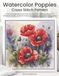 Watercolor Poppies Cross Stitch Pattern