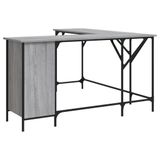 vidaXL Bureau 141x141x75 cm bewerkt hout grijs sonoma eikenkleurig