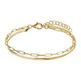 Lucardi - Dames Zilveren goldplated armband voor dames - Armband - 925 Zilver - Goudkleurig - 19 cm