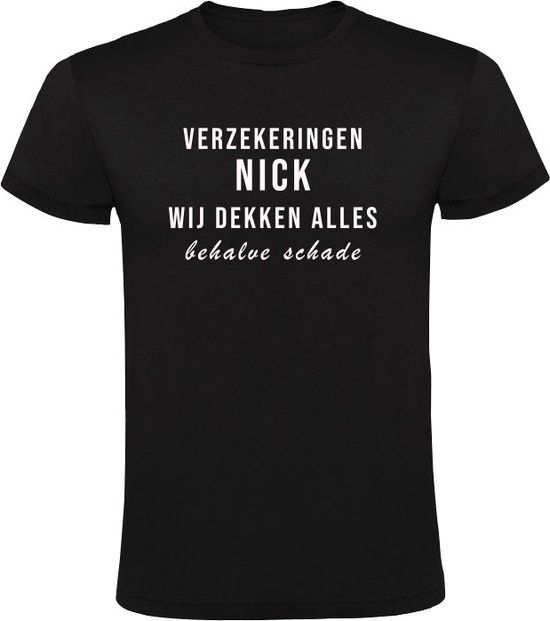 Verzekeringen Nick Heren T-shirt - Zwart - XXL