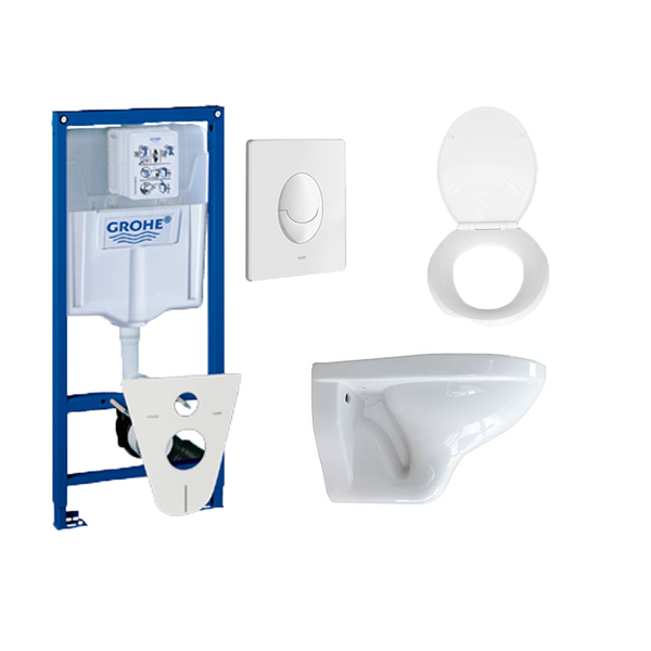 Adema Classic toiletset compleet met inbouwreservoir softclose zitting en bedieningsplaat wit