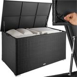 Tectake Aluminium wicker opbergbox - Outdoor kussenbox - 750L - Zwart