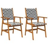 VidaXL Fauteuils de jardin 2 pièces acacia et polyrotin terrasse