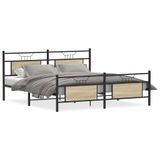 vidaXL Bedframe van metaal in sonoma eikenkleur, 160x200 cm