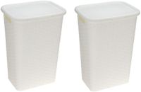 Solutions de rangement 2x pièces paniers à linge rotin avec couvercle blanc 60 litres