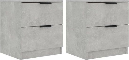 vidaXL Nachtkastjes - Set van 2 - Bewerkt Hout - Betongrijs