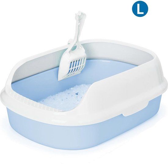 Nobleza Open Kattenbak - Maat L - Blauw - 55x39x19cm - Met Schepje