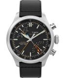 Timex Waterbury Ace Fly-Back TW2Y70000 Horloge - Leer - Zwart - Ø 43 mm