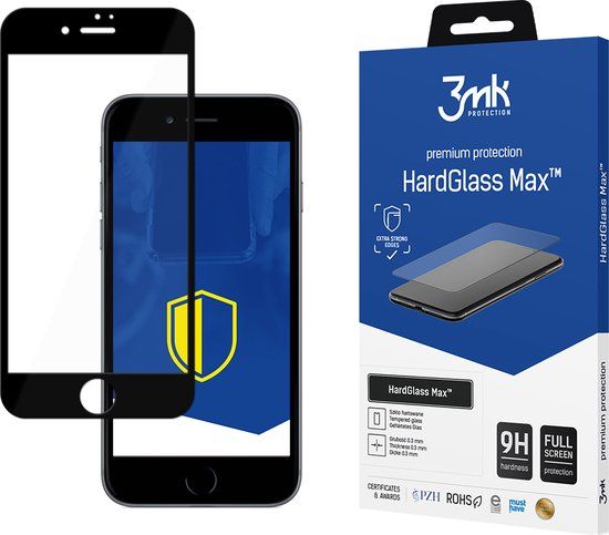 3mk HardGlass Max Screen Protector for Apple iPhone 8 Black