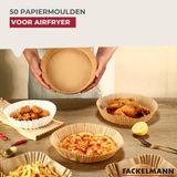 Fackelmann 50 Papieren Bakvormpjes voor Airfryer Vierkant 16 cm Bruin