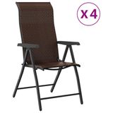 VidaXL Tuinstoel Terras Polyrattan, Staal Bruin (4 stuks)