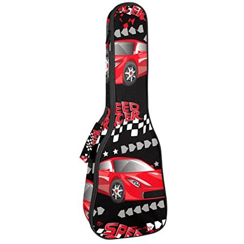 Mersov Tenor Ukulele Gigbag Waterdichte Ukelele Case Gewatteerde Rugzak, Sport Auto Rood Patroon