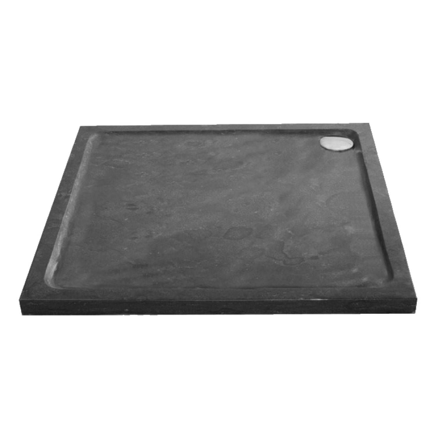 Sanilux Jory Douchebak natuursteen 90x90x4 cm vierkant zwart/bruin