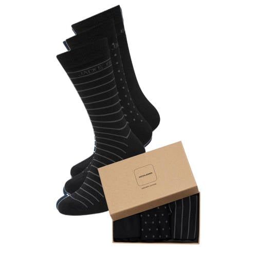 JACK & JONES JACARBO sokken giftbox - set van 3 zwart
