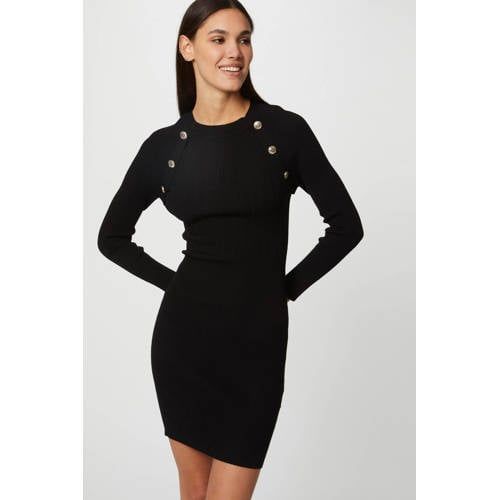 Morgan Ribbed Dress Black/Gold