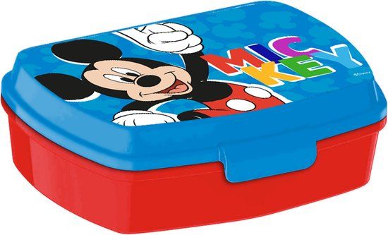 Disney Mickey Mouse Broodtrommel/Lunchbox voor Kinderen - Rood/Blauw - Kunststof - 20 x 10 cm