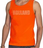 Bellatio Decorations Glitter Holland tanktop oranje met steentjes/rhinestones voor heren