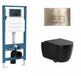 QeramiQ Dely Swirl Toiletset - Toilet suspendu - Réservoir encastré - Sans bride - Cuvette à la française - Évacuation PK - Double chasse - Sans abattant - Soft-close - Siège détachable - Céramique - Noir mat