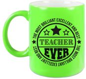 Bellatio Decorations Mok - Beste Leraar - Groen - 300 ml
