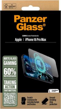 PanzerGlass Matte Gaming - Screen Protector - iPhone 16 Pro Max - Ultra-Wide Fit - 60% Gerecycled