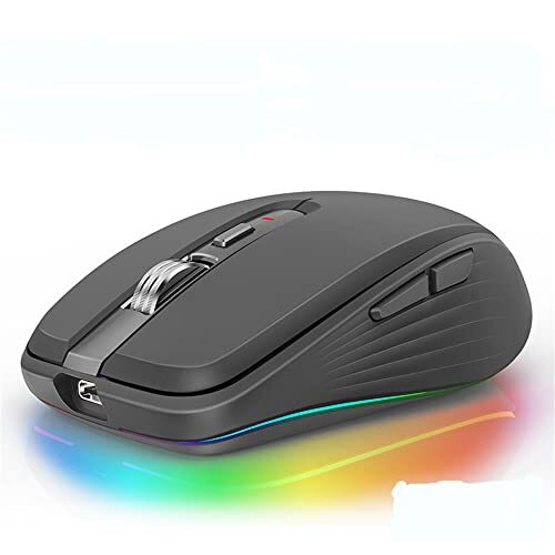 N.B. Bluetooth 5.0 Draadloze Muis Compatibel voor Computer/Laptop/Ipad/Mac/PC/Macbook USB Muis RGB Muis Oplaadbare Gaming Mouse BT Draadloze Muis Stil/Multi Arc Touch/Ultradunne Muizen (Zwart)