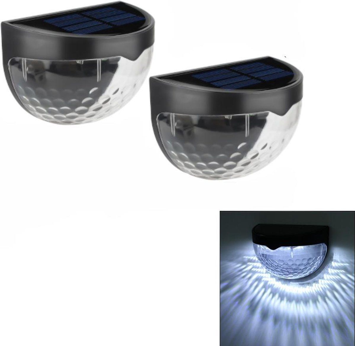 Ranpo Solar Tuinverlichting - 2 stuks - Zwart - Koud Wit Licht