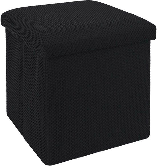 Home Deco Factory Poef/hocker Atome - Zwart - Polyester - 38 x 38 cm