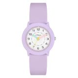 s.Oliver Kinderhorloge - rond - paars - 29 mm - metalen horloge met kwartsuurwerk op siliconen band met gesp - analoog polshorloge - 3 ATM waterdicht - krasbestendig