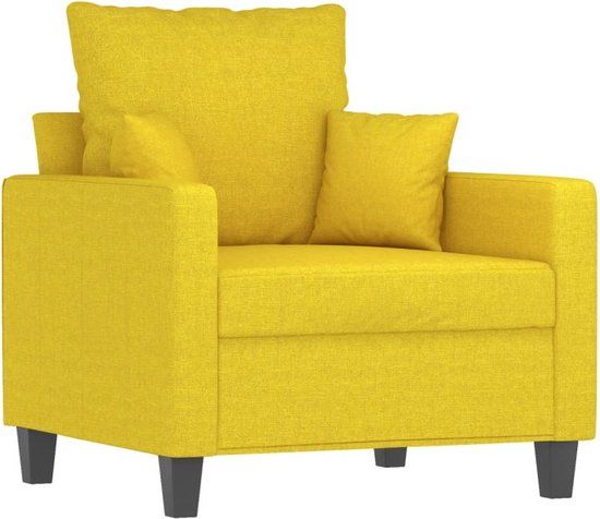 vidaXL Fauteuil met voetenbank 60 cm stof lichtgeel