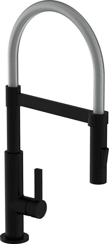 SCHÜTTE Miami Design Keukenkraan - Mengkraan - Draaibare Uitloop met Spiraalveer - Chroom & Zwart Mat