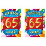 Bellatio Decorations Verjaardag deurposter - 2x - 65 jaar - multi - 59 x 84 cm - feestartikelen