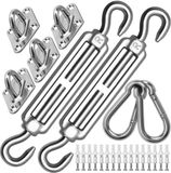 Merkloos Zonnescherm Zeil Bevestiging Kit, M8 Heavy Duty Zonnezeil Schaduw Hardware Kit, 304 RVS Luifel Bevestigingsset voor Tuin Driehoek en Vierkant, Hardware Accessoires