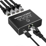 GlasFlength LAN-splitter 1 naar 4 1000 Mbps Ethernet Splitter, LAN Switch 4 Port Met USB Type-C Netsnoer Gigabit Ethernet Switch Stroomkabel voor Computer Hubs Switches Router Set-Top Box Digitale TV
