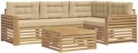 vidaXL - Buiten - bank - set - 5 - st - Wit - en - Beige - Polyester