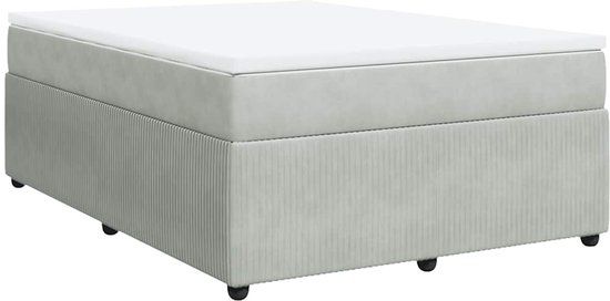 vidaXL Boxspring met matras fluweel lichtgrijs 140x190 cm