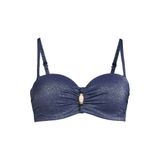 BEACHWAVE Voorgevormde Strapless Bandeau Bikinitop met Lurex - Donkerblauw