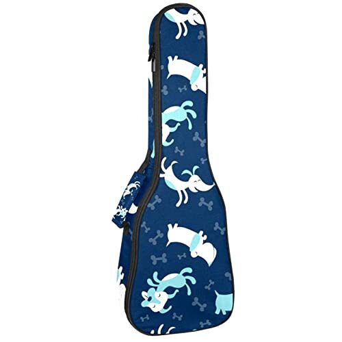 Mersov Concert Ukelele Rugzak, Heavy Duty Ukulele Case Bag met Opslag, Sopraan Concert Tenor Ukelele 10MM Gewatteerde BagBlack SheepsBlue Honden