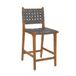 Ball & Cast Woven Counter Stool Kitchen Counter Hoogte Barstool Backrest Wooden Weave Stool, Dark Grey Faux Leather