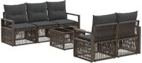 vidaXL Tuinbank - Set - 6 - st - Grijs - poly - rattan