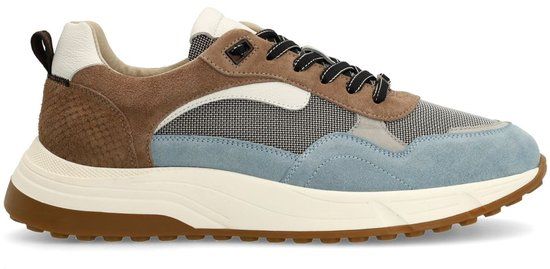 Manfield - Blauwe suède sneakers - Maat 45