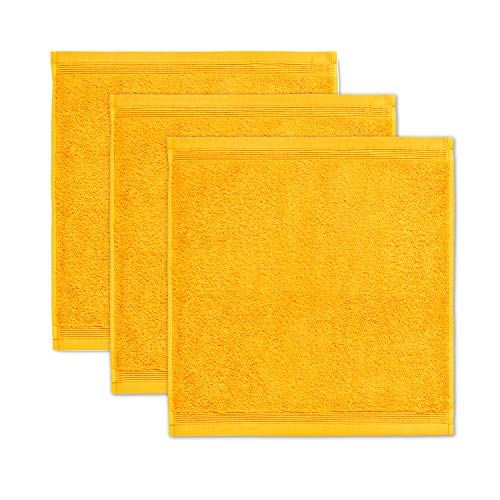 Möve Superwuschel zeepdoek 30 x 30 cm goud set van 3