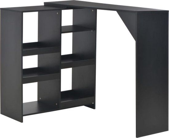 vidaXL Bartafel met verplaatsbaar schap 138x39x110 cm zwart