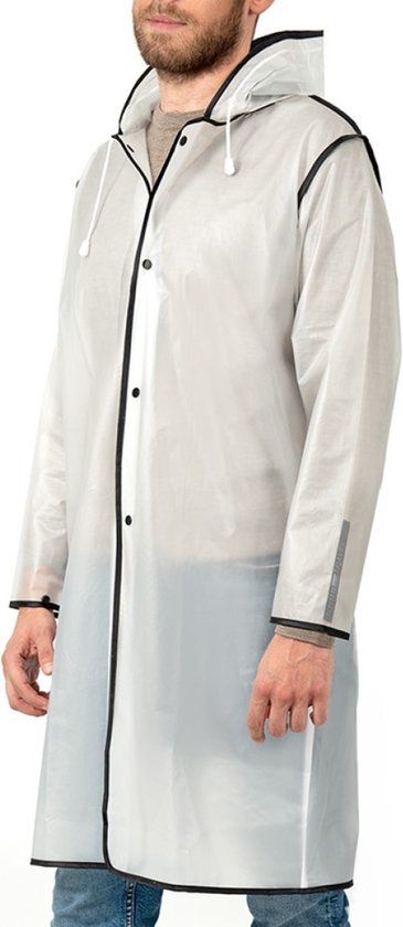Perletti Semi transparante City Trench regenjas met zwarte bies, maat M