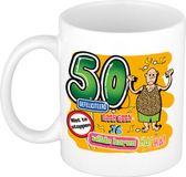 Bellatio Decorations cadeau mok 50 jaar - daar gaan je wilde haren - keramiek - 300 ml - Abraham