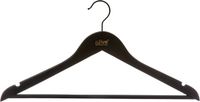 5five Five Kledinghangers - 3x - hout - rubber coating - zwart - 45 x 23 cm - kleerhangers