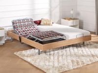 Vente-unique DREAMEA Elektrisch bed - bedbodem en matras - latex CASSIOPEE III - 2 x 90 x 200 cm - eikenhout