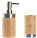 Item International Item Badkamer accessoires set - drinkbeker - zeeppompje - 17 cm - bamboe - zilver - naturel